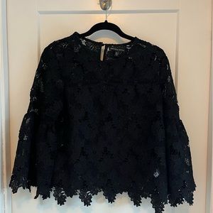 SAKS FIFTH AVENUE Black Lace Top
